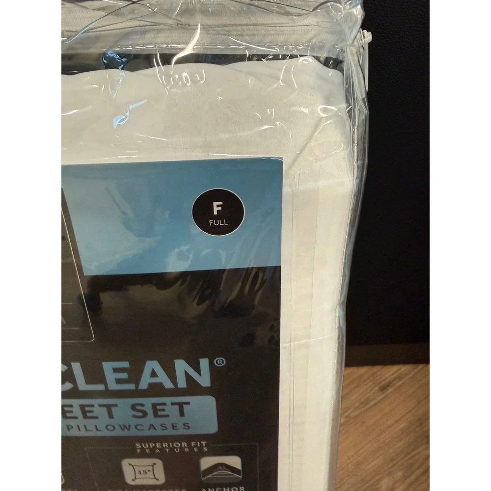Sealy Platinum Cool & Clean 6 Piece Sheet Set Full White Moisture Wicking New